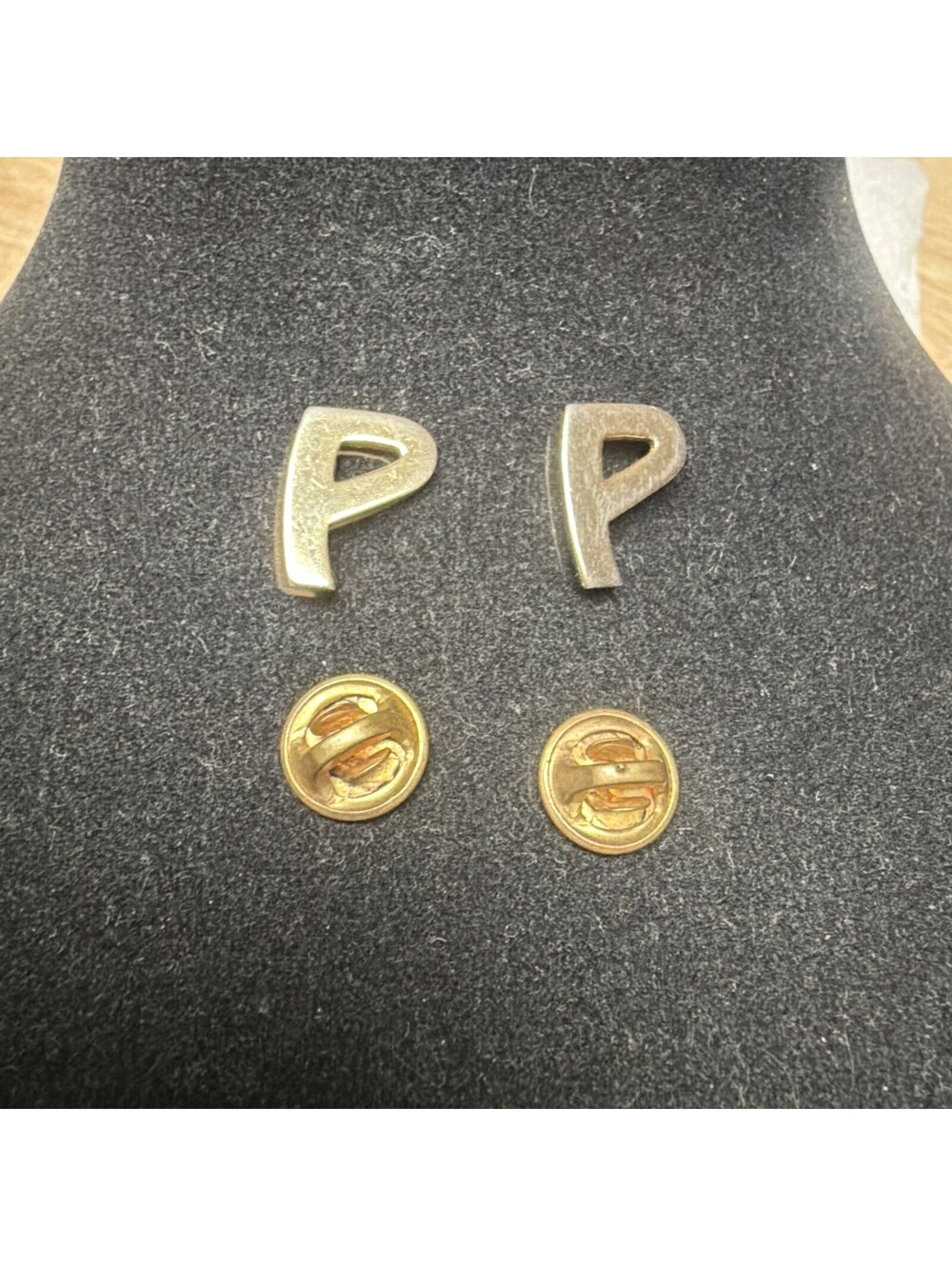 Lot Of 2 βPβ Initial Lapel Pins Gold Tone 5/8β X 1/3β
